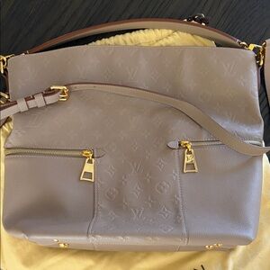 Louis Vuitton Taupe Shoulder Bag with Gold Accents